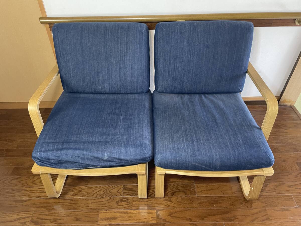 無印良品 リビングでもダイニングでもつかえるソファチェア 二人掛け デニム 2P 