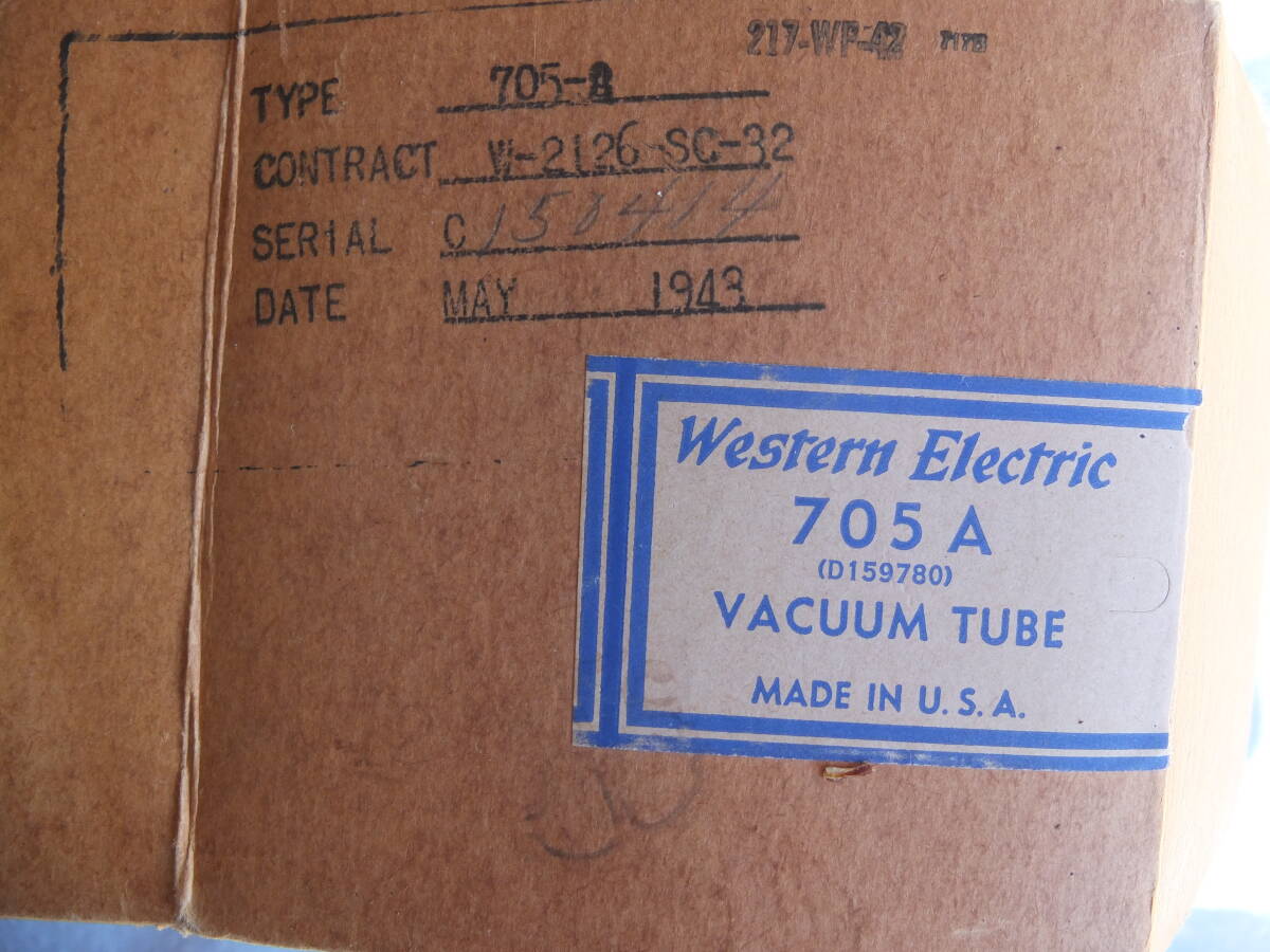 真空管(整流管)　WE　705A MADE IN U.S.A　1943年製　WESTERN ELECTRIC製　１本　箱入り　No２