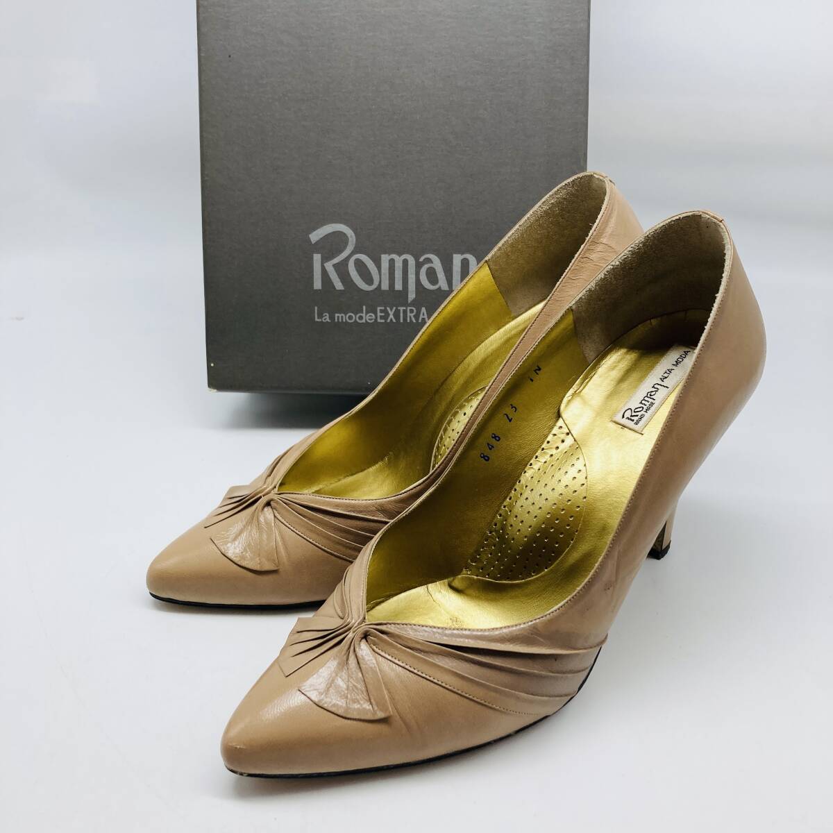 【4293】Roman La mode EXTRA ヒール パンプス 23cm レディース コンビ ベージュ 良品