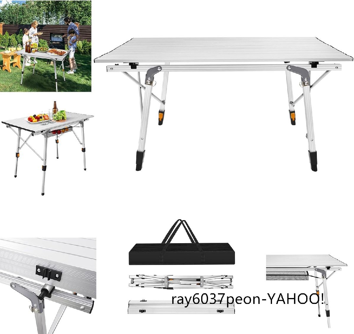 屋外ピクニック、キャンプ、釣り、ビーチ、バーベキュー、ハイキングに最適な、軽量で持ち運びに便利な高さ調節可能なアルミ合金製ロールア