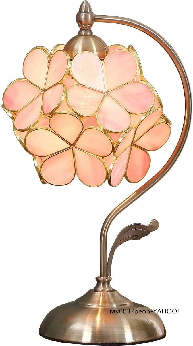 ステンドグラス テーブルランプ テーブルライト スタンドランプ スタンドライト アンティーク ティファニー ステンド 色: 粉色