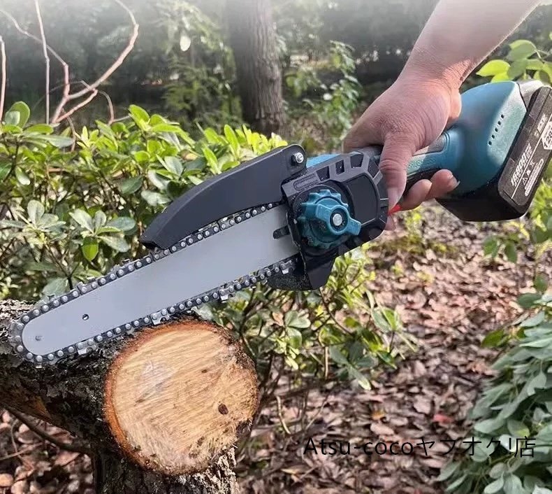 充電式チェーンソー 小型チェンソー マキタ 18Vバッテリー互換 6インチ 電動チェーンソー 家庭用 強力軽量 木工切断 収納箱 バッテリー付き