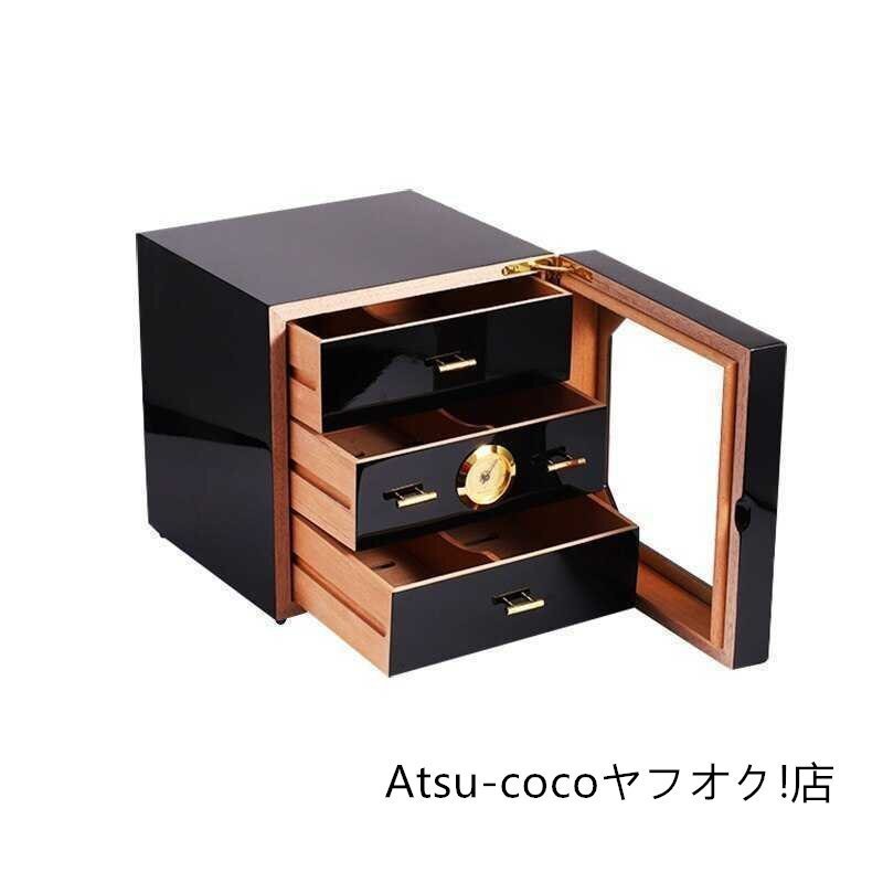 収納ボックス湿度計加湿器高級赤や黒葉巻ヒュミドールキャビネット