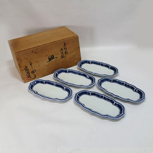 ★ 清水焼 京泉造 和食器 清水焼 京泉 木瓜形古代紋 皿揃(5枚組) (0220518280)