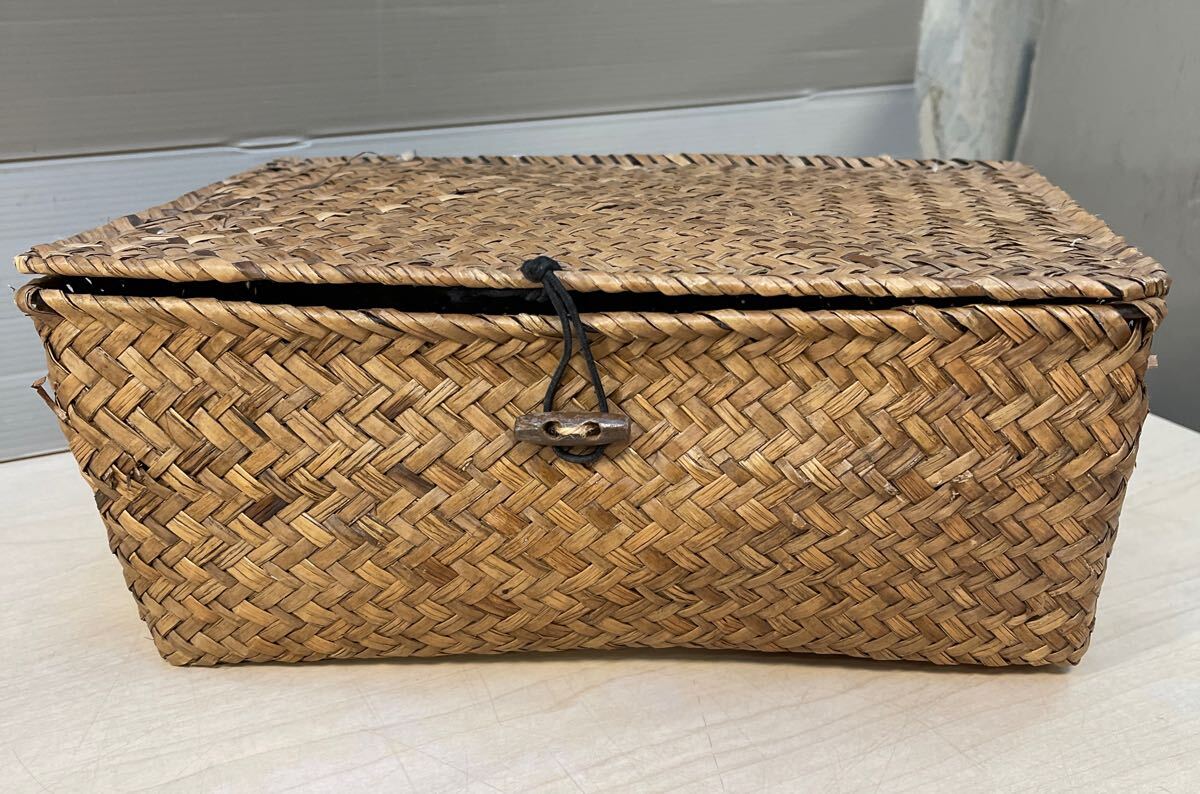 バスケット　 ピクニック　天然素材　 収納　 編みカゴ　古民具　手作り　約30×20×12㎝　43-3 