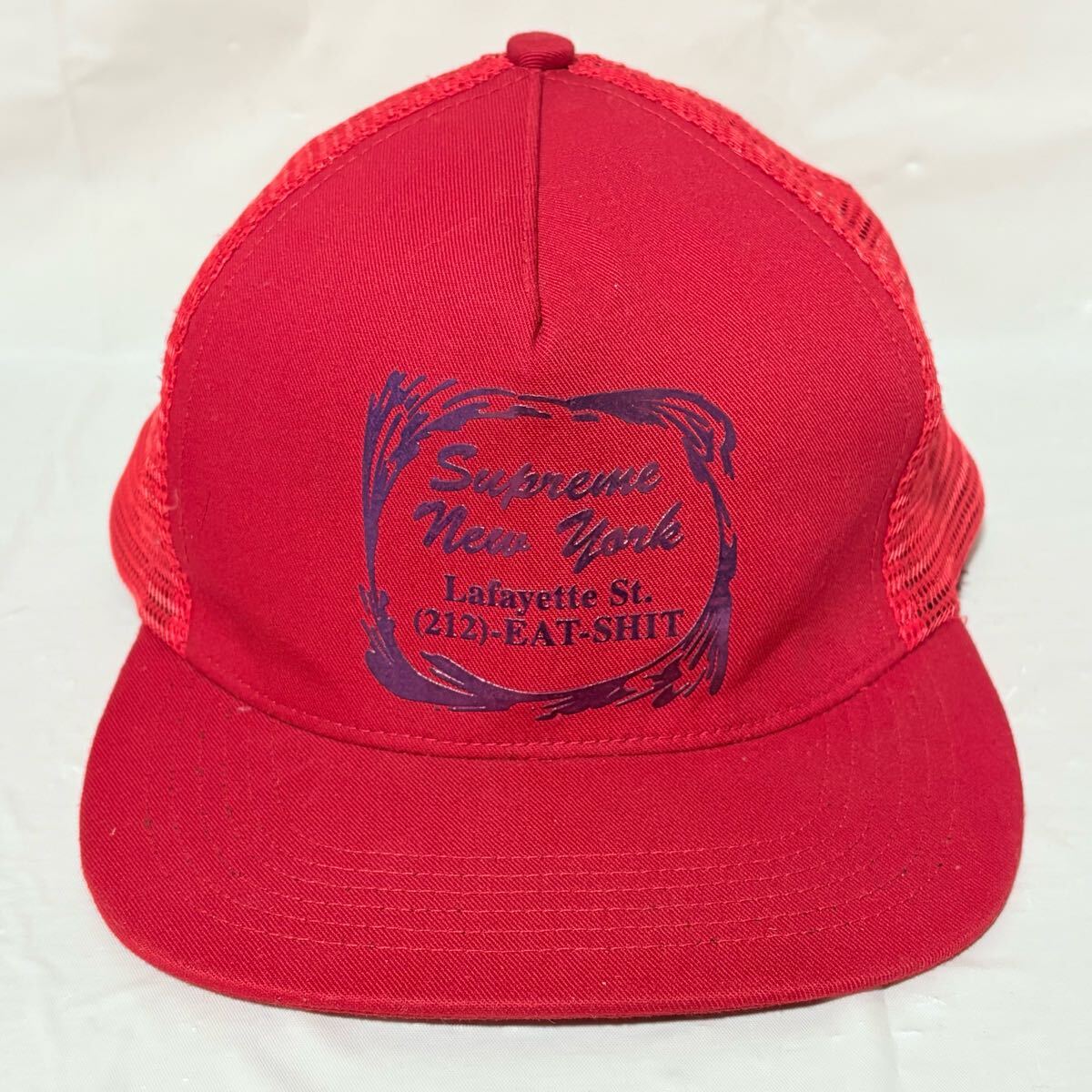 Supreme シュプリーム　レッド　赤 メッシュキャップ　帽子　スナップバック　ユニセックス