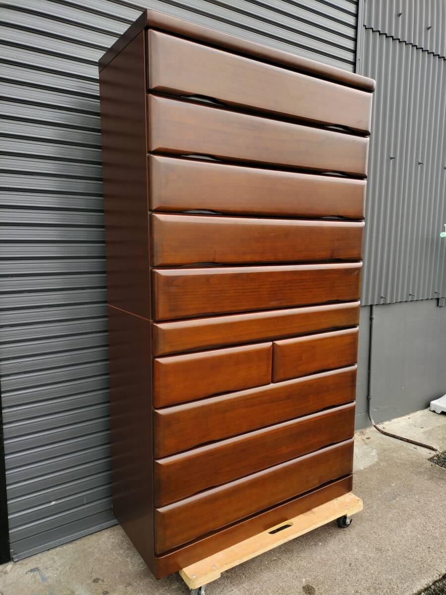 【愛知近郊・配送可】10段 ハイチェスト 洋服タンス 高さ184㎝×幅102.5cm×奥行46cm ブラウン 引出し11杯 整理箪笥 衣装収納 木製