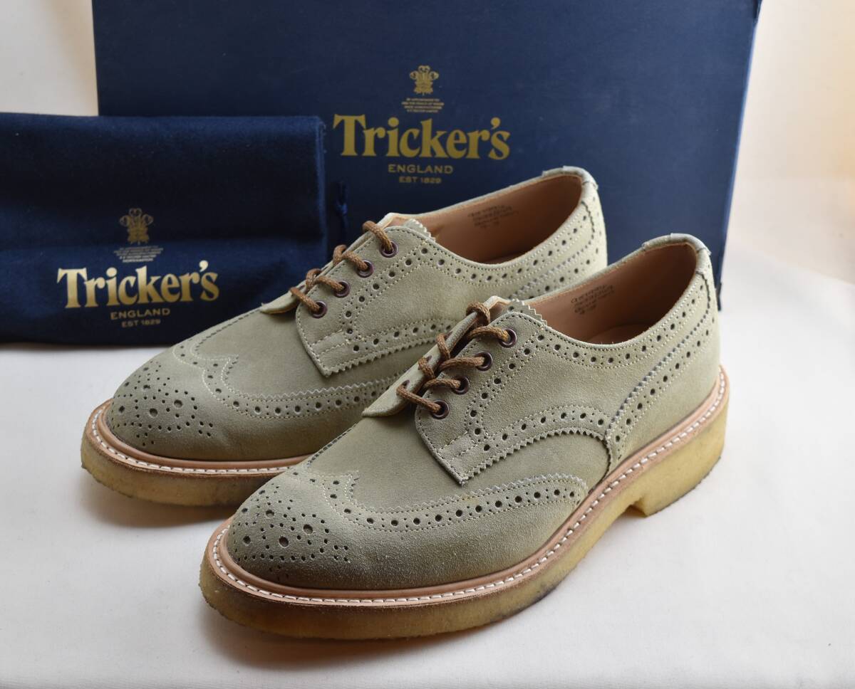 SALE!! トリッカーズ Tricker's　BURTON フルブローグダービー Chino Repello Suede　5633/349 UK9 27.5-28cm 未使用品　イギリス製