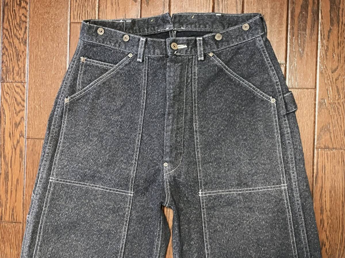 ダッパーズ Dapper's ビンテージ調 ごま塩 ファブリック ダブルニー パンツ 32 フックレス コの字止め サスペンダーボタン バックルバック
