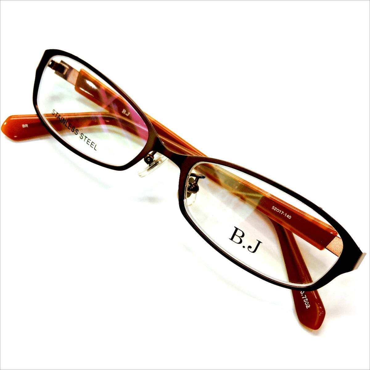 オリジナルブランドB・J/メタルとセルのコンビのナイロール枠・Q-006・ブラウン・激安在庫処分