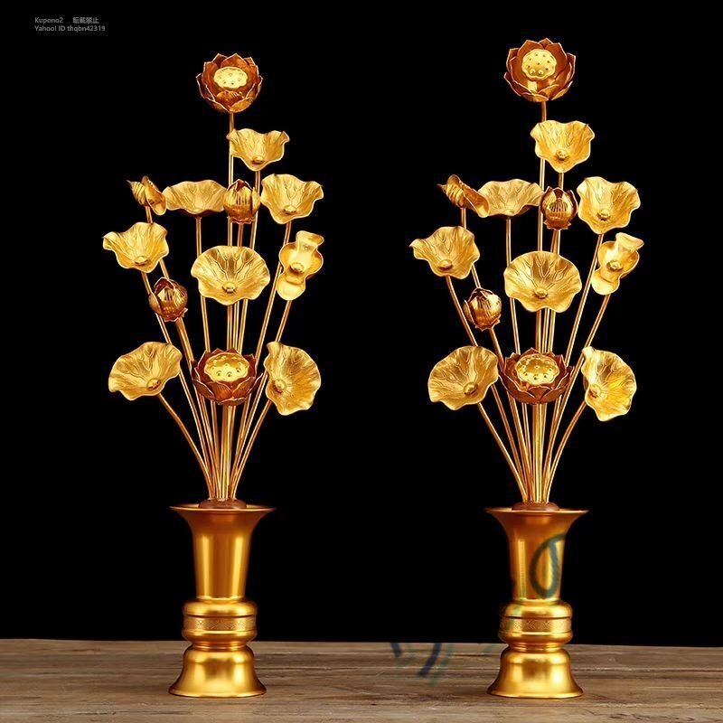 「密教 法具 寺院用仏具」　供養 常花 アルミ製　1対 　高さ：40CM