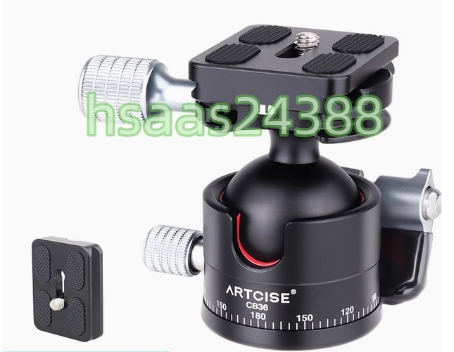 ARTCISE 36mm 低重心 ボール雲台 CNC加工 アルミ 360度回転 パノラマパン アルカスイス互換 クイックシュー 三脚ヘッド 自由雲台 CB36