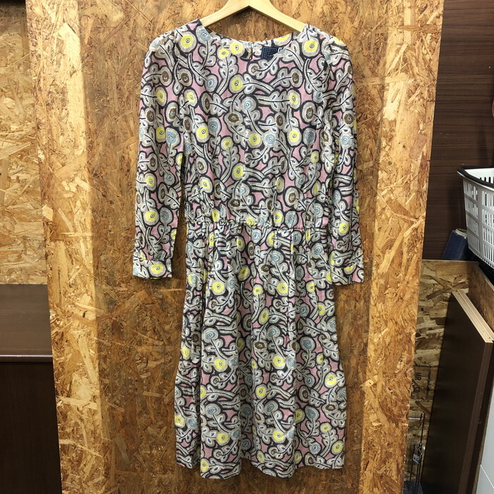 ミナペルホネン レディース ワンピース ピンク系 総柄 表記サイズ38 シルク コットン [jgg]