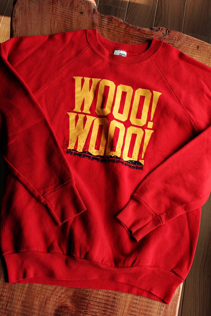 米国古着★/　80s~90s米国古着/Fruit of the Loom/スウェットシャツLサイズ レッド★made in USA★フルーツオブザルーム