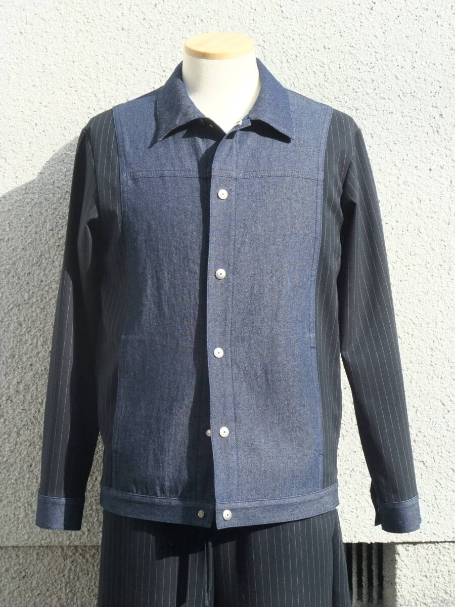 【未着用・新品】ジヤケット (スーツ地／デニム地 切り替え）　パンツ　セットアップ　サイズ ： O