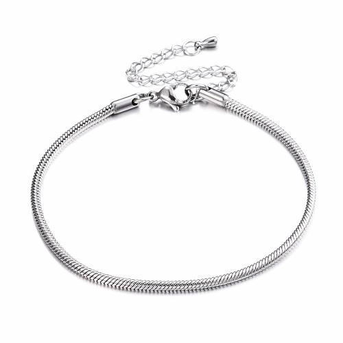 ステンレス ブレスレット スネークチェーン 20+6cm アジャスター付き シルバー ブレスレット ステンレス チェーン