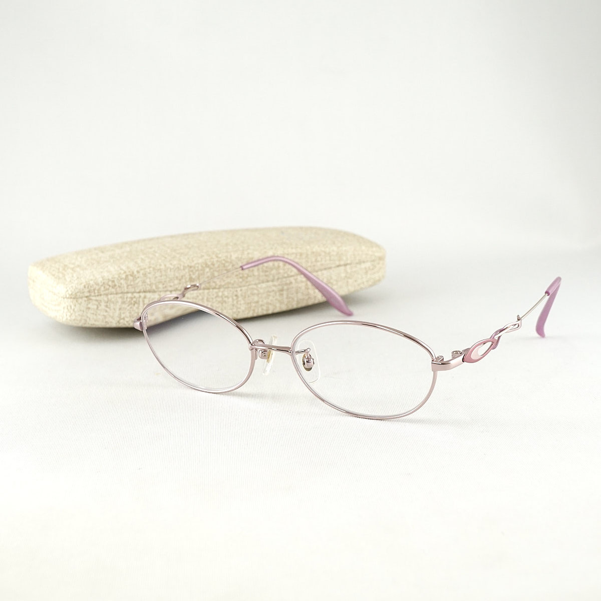 老眼鏡 眼鏡市場 Pirouette PIR-019 USED美品 ピルエット 日本製 鯖江 レディース ピンク ケース付き X6751