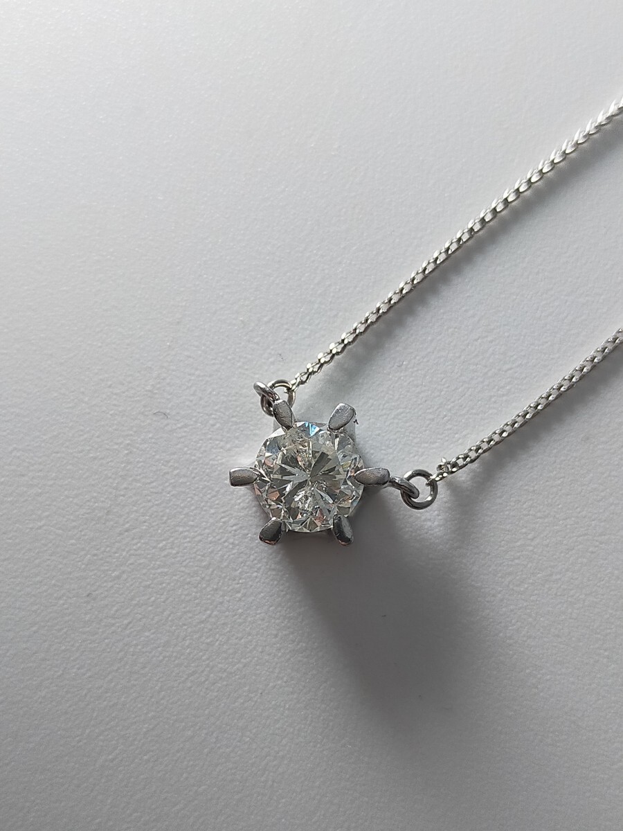 大粒 天然ダイヤモンド 1.056ct H SI-2 FAIR 一粒ダイヤネックレス プラチナ 1ct 1カラット diamond 鑑定書付き