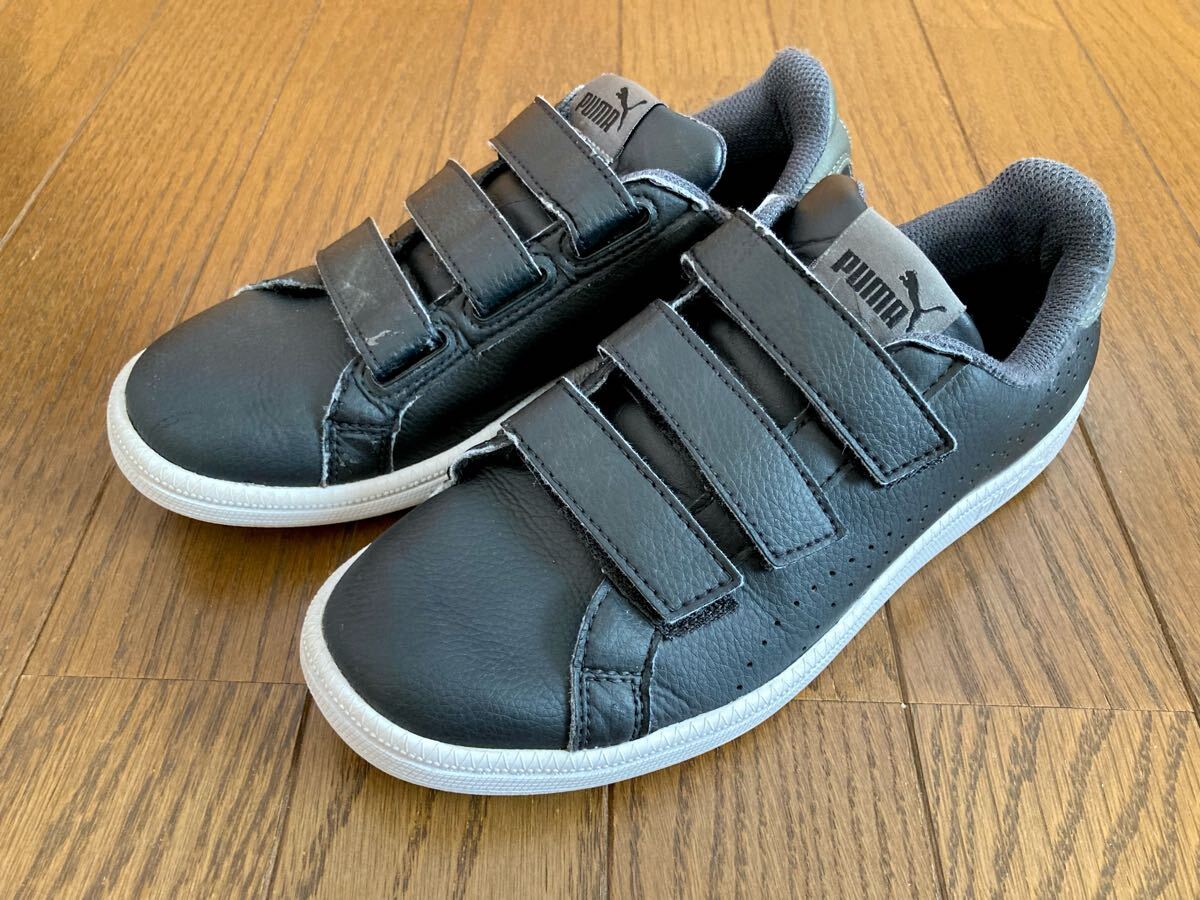 PUMA Smash Velcro プーマ スマッシュ ベルクロ スニーカー ブラック レディース キッズ 22.5㎝