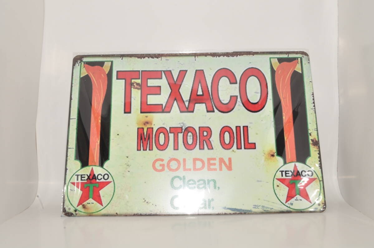 【新品・未使用】 TEXACO MOTOR OIL ブリキ看板 ヴィンテージ 昭和 レトロ アンティーク メタル ガソリン 車 自動車