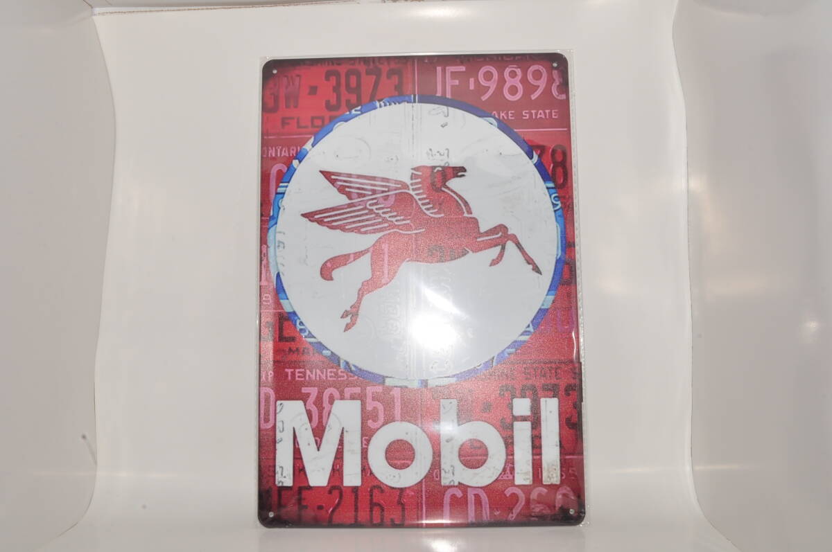 【新品・未使用】 Mobil ペガサス ブリキ看板 ヴィンテージ 昭和 レトロ アンティーク メタル ガソリン 車 自動車