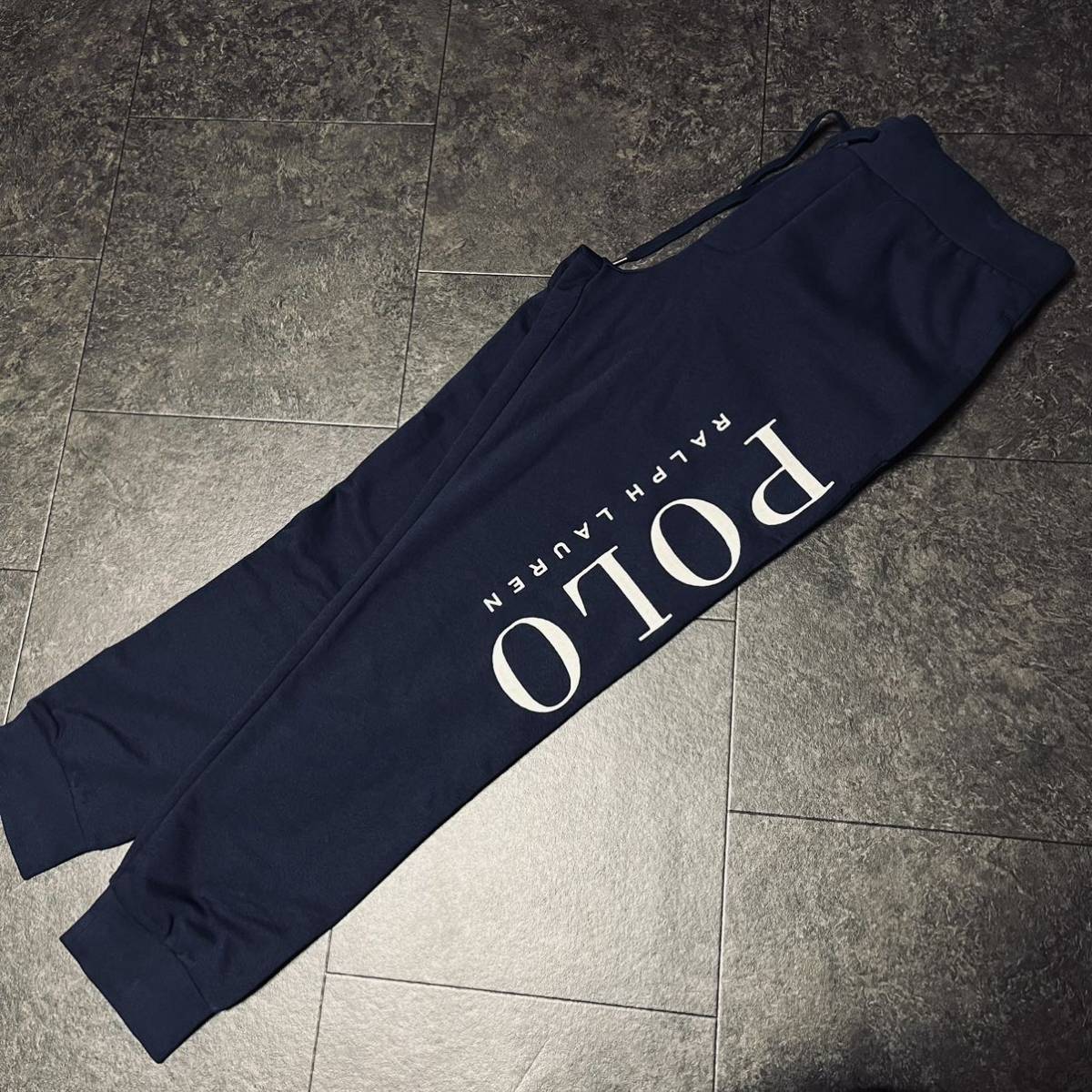 W84〜90cm:L 定価17,490円 ポロ ラルフローレン 新品 ビッグロゴ ストレッチ ジョガーパンツ ロング US:M ネイビー 紺 送料無料 裏起毛 冬