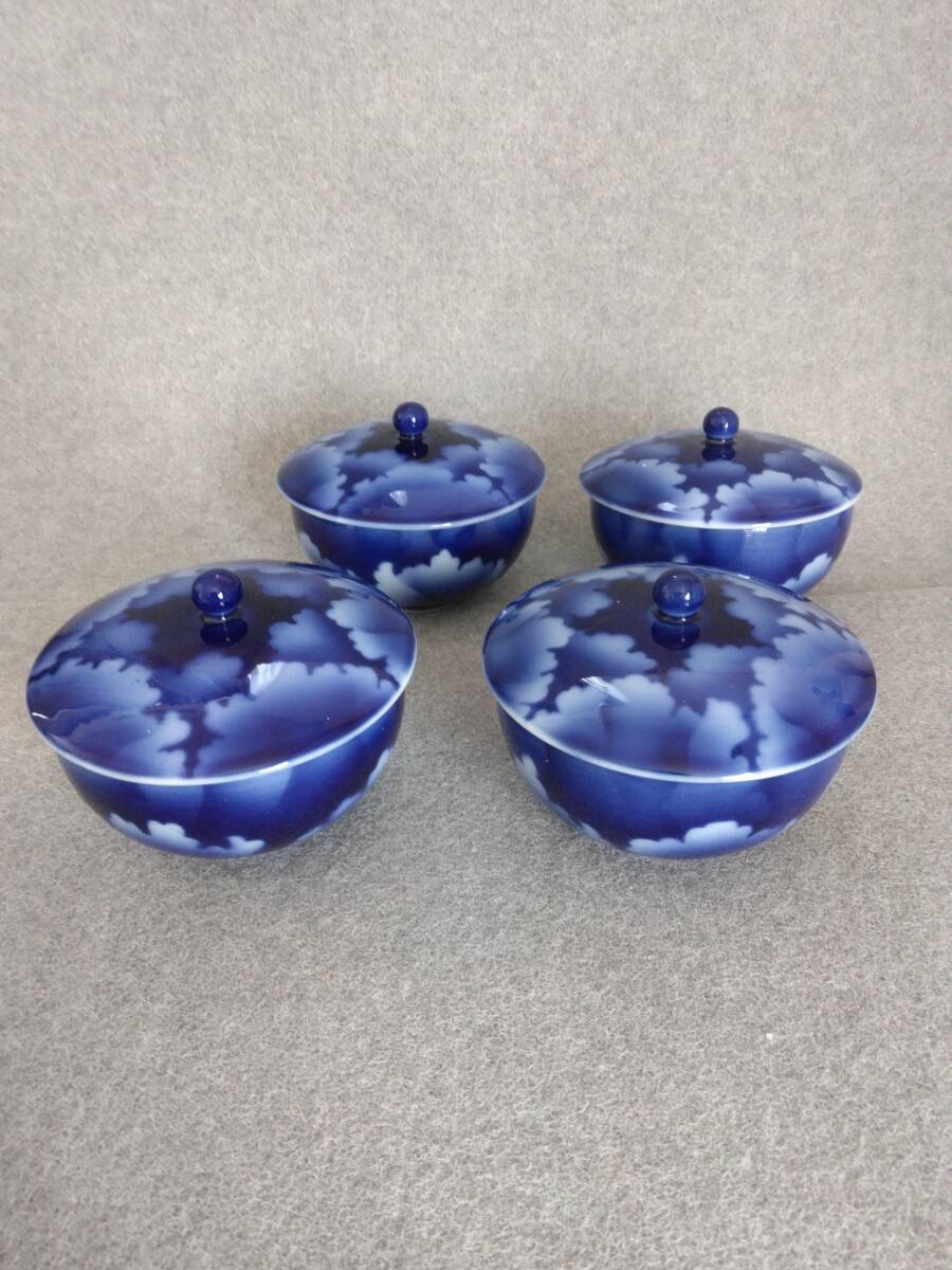 湯呑み茶碗　深川製　蓋付き　４点