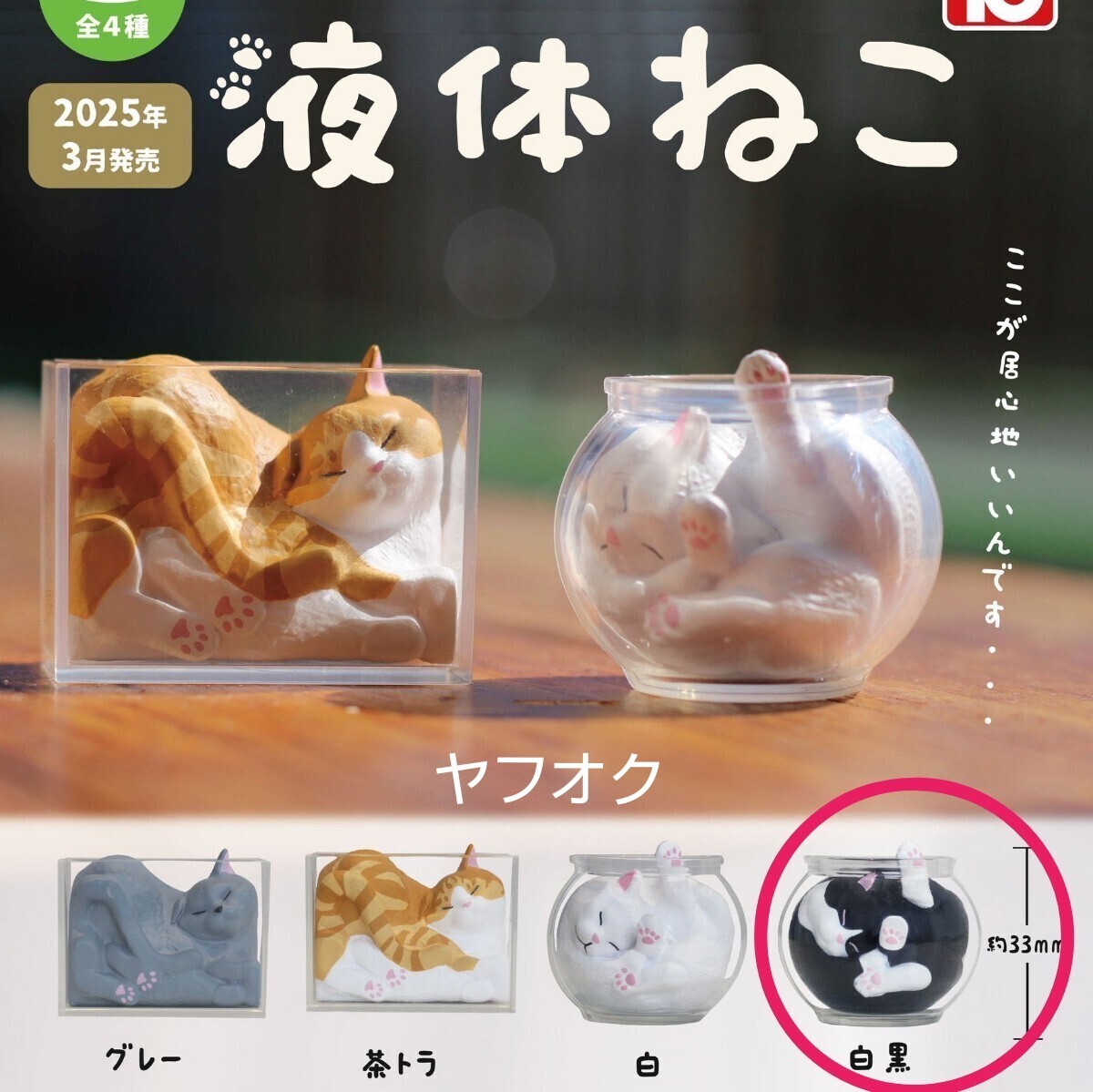 新品 液体ねこ 白黒 カプセルトイ ガチャ ガチャガチャ 金魚鉢 ハチワレ はちわれ 猫 ネコ ねこ 黒白 ミニチュア ミニ フィギュア オブジェ