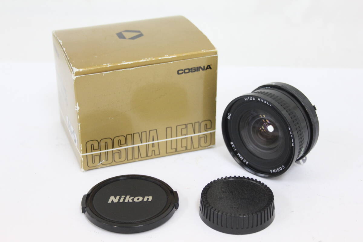 【返品保証】 【元箱付き】COSINA MC WIDE ANGLE 20mm F3.8 ニコンAI-Sマウント 前後キャップ付き レンズ M4411