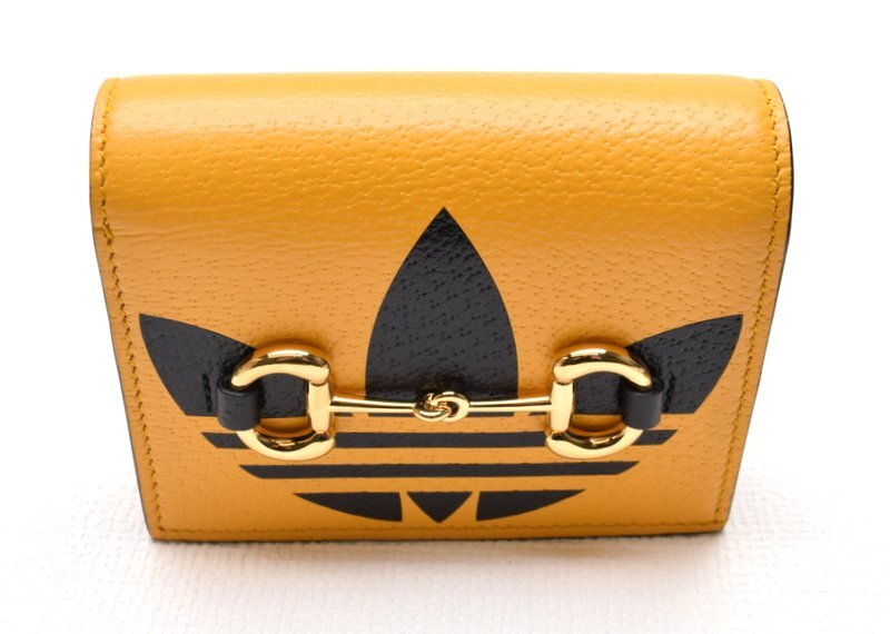 未使用品 GUCCI グッチ 【adidas コラボ ホースビット ショルダー ウォレット コンパクトウォレット 財布 イエロー 702248】アディダス