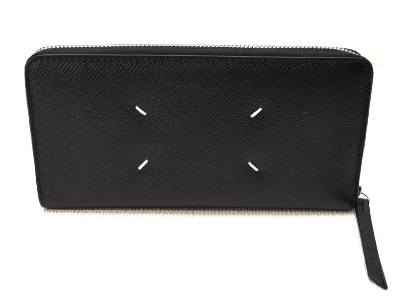 極美品 Maison Margiela メゾン・マルジェラ 【レザー ラウンドジップ 長財布 ブラック S56U10110】箱・タグ付き メンズ