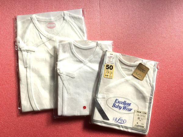 【日本製未使用】あかちゃん長下着1枚＋短肌着2枚 サイズ50 3kg　未使用新品です