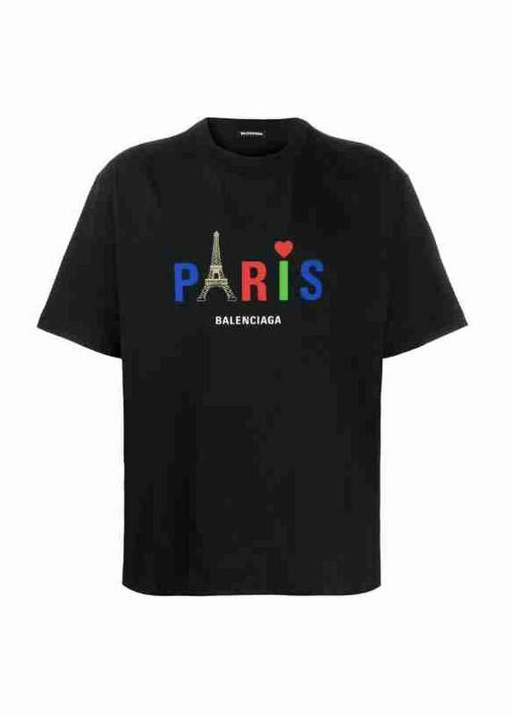 正規新品 20SS BALENCIAGA バレンシアガ PARIS パリ ロゴ Tシャツ カットソー XS 黒