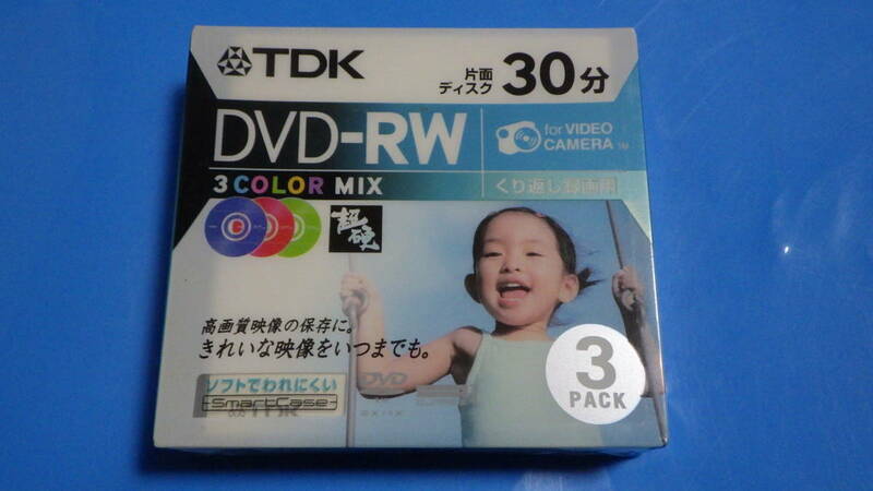 ◆即決◆TDK 8cm　片面　DVD-RW 30分記録 スマートケース入り 3枚パック　DVD-RW30HCMX3S
