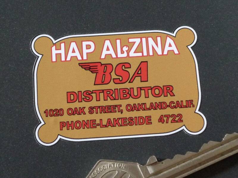 送料無料 Hap Alzina BSA Distributor Oakland California Sticker ステッカー シール デカール 62mm x 42mm