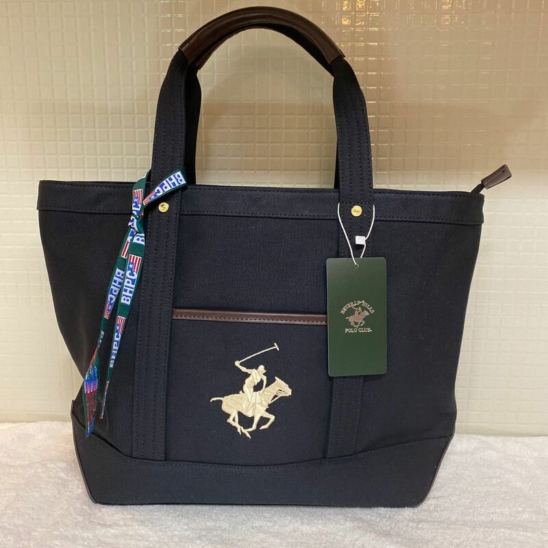 ★BEVERLY HILLS POLO CLUB キャンバスト－トバッグL（BH1008N）【BK/BK/WH】A★