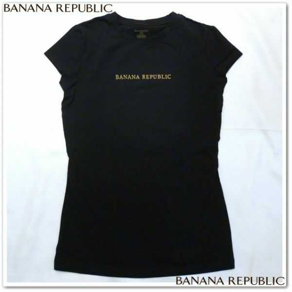 バナナリパブリック　レディース　半袖　Tシャツ　バナリパ　BANANA REPUBLIC　インポート　トップス　シンプル　ロゴ　アメリカ　黒　S