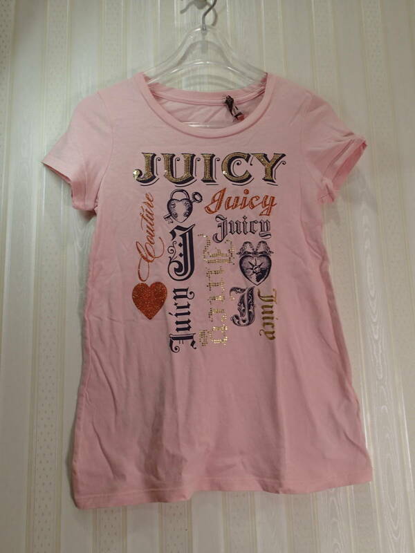 ★ジューシークチュール/JUICY COUTURE　140-150cm★半袖Tシャツ（ピンク色）/フレンチスリーブ袖/JUICY文字にスパンコール付き/ラメs1624