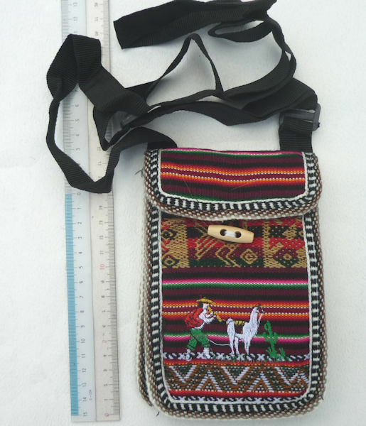 送料無料 ペルー ミニショルダーバッグ AB-043-03 スマホケース 民族織物 マンタ インカ アンデス クスコ フォルクローレ楽器アルパカ