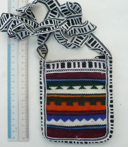 送料無料 ペルー エクアドル AB-044-02 ミニショルダーバッグ 民族織物 手織り 幾何学柄 インカ柄 アンデス インカ フォルクローレ衣装