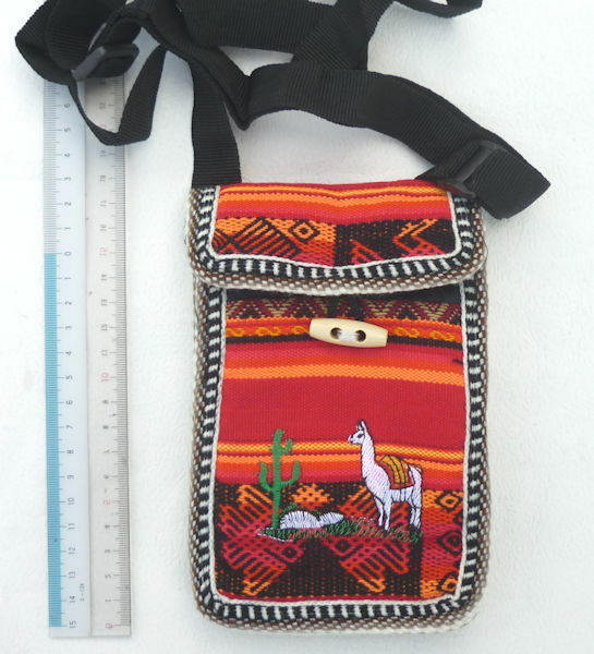 送料無料 ペルー ミニショルダーバッグ AB-043-07 スマホケース 民族織物 マンタ インカ アンデス クスコ アルパカ フォルクローレ楽器