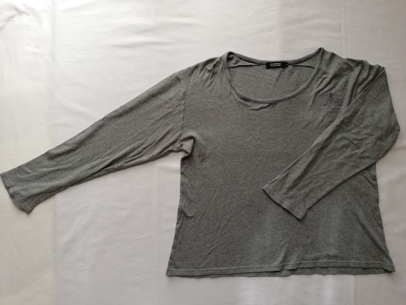 【正規品】中古 BURBERRY ／ バーバリー ブラックレーベル メンズ ロングTシャツ グレー ホース刺繍 SIZE 2（M） #yb-591