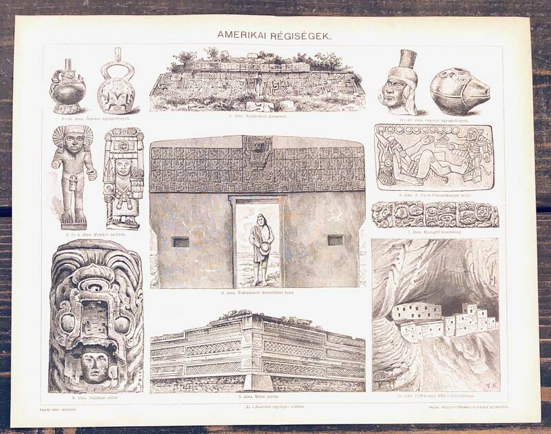 アメリカの遺跡/発掘■図版■ハンガリー■アンティーク/1890年
