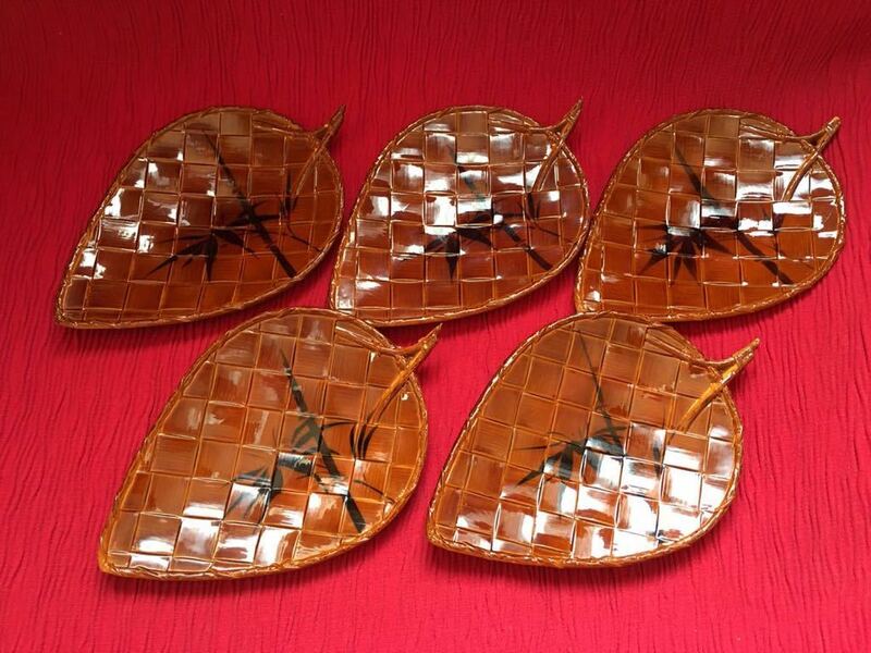 昭和レトロ★笹の葉型の菓子皿　5枚組み★銘々皿