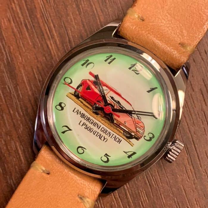 【 LAMBORGHINI 】COUNTACH LP500 ランボルギーニ カウンタック 手巻き 腕時計 ヴィンテージ