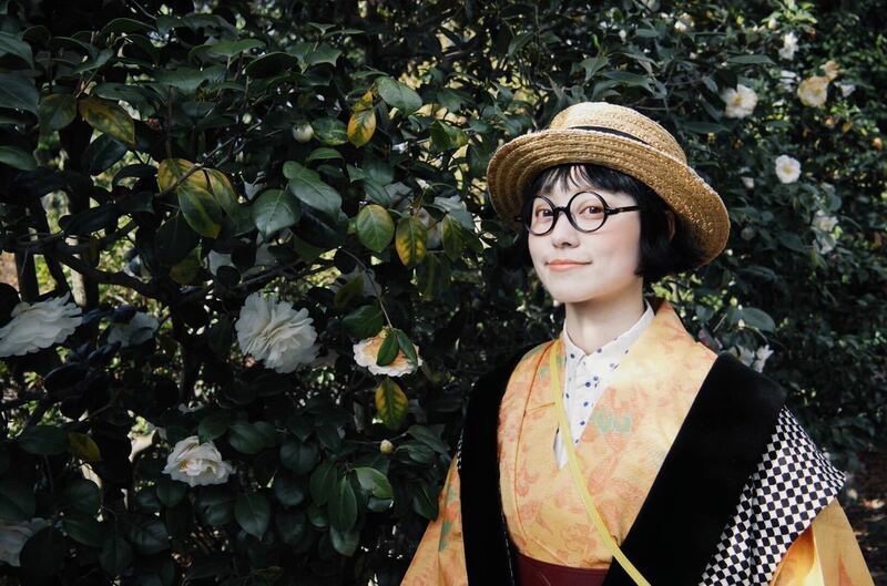 日本製 ハンドメイド アンティーク着物 和服 刺繍ジャガードゴブラン 黄色 イエロー オレンジ 昭和レトロ 厚手着物