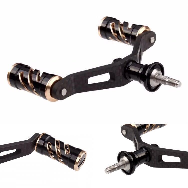 ねじ込み式 シマノ用 カーボン ダブルハンドル アルミノブ 4BB 新品 Shimano スピニングリール カスタムパーツ