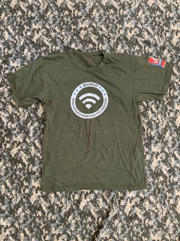 米軍 海兵隊 放出品 Tシャツ 半袖 SINGLE MARINE PROGRAM ROTHCO ロスコ サイズL BOINGO boingo Wi-Fi マーク アウトドア キャンプ 緑 T