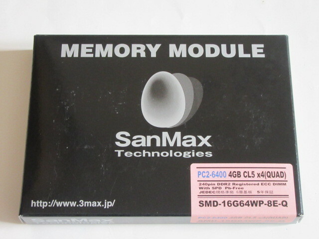 ★新品★SanMax★PC2-6400(DDR2-800) ECC付 4GB×4枚=16GB