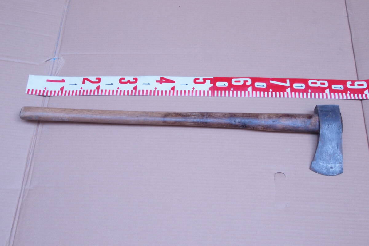 曽 土佐鍛冶 斧 まさかり 薪割 オノ 時代物 銘有り 長さ80cmほど